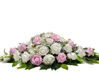 Silk Wedding Flowers, Baby Pink & Ivory Rose Top Table Decoration