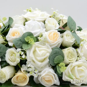 Silk Wedding Flowers, Ivory, White & Champagne Rose Top Table ...