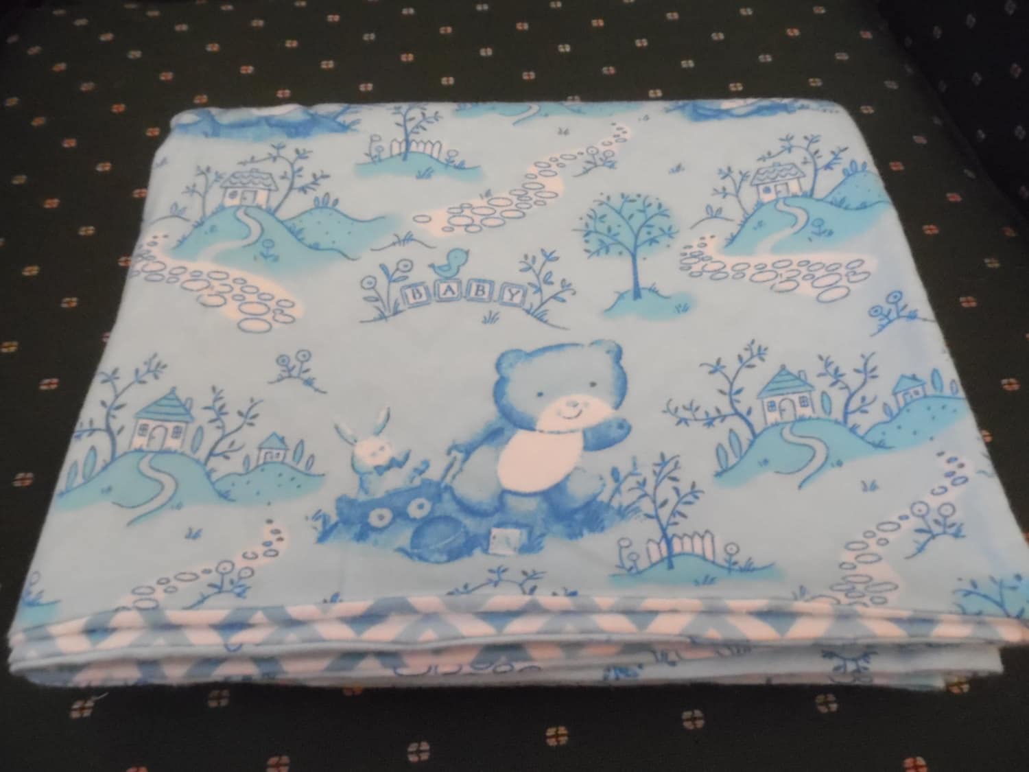 Blue Teddy Bear Baby Blanket Etsy