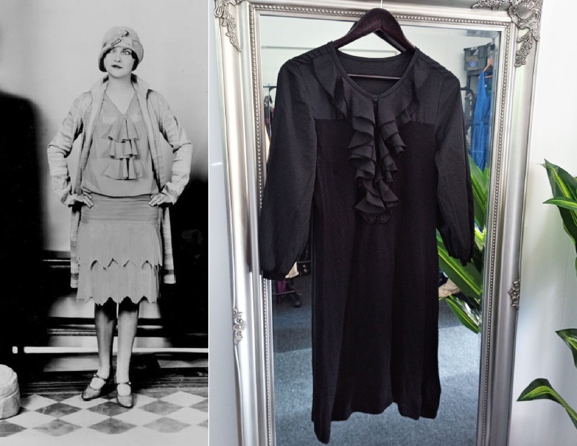 Image of Black Dress Knitted Jumper Sweater Wool Downton Abbey S Style Flapper Gatsby