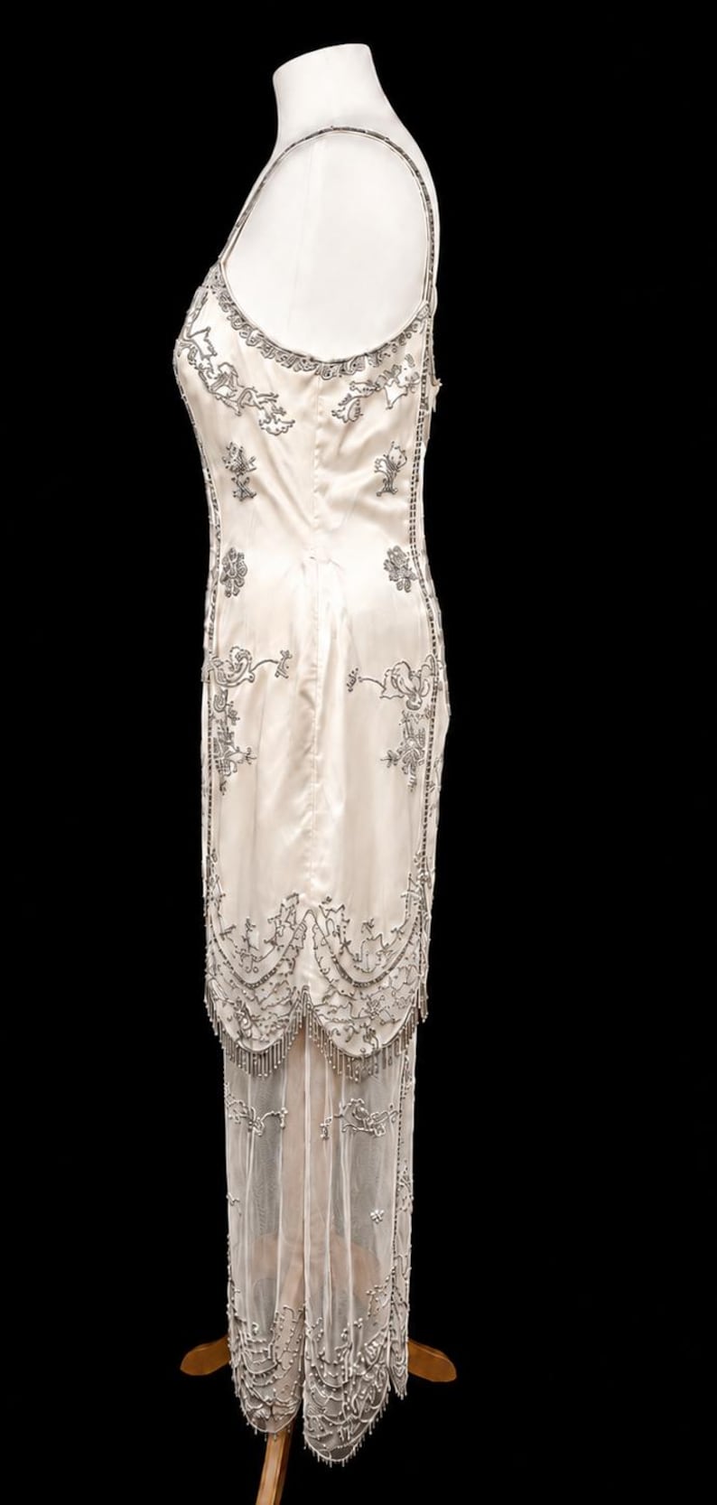 Vintage Cache Beaded Wedding Dress: Bridal Gown Art Deco Flapper Gatsby Downton Abbey Fairycore image 6