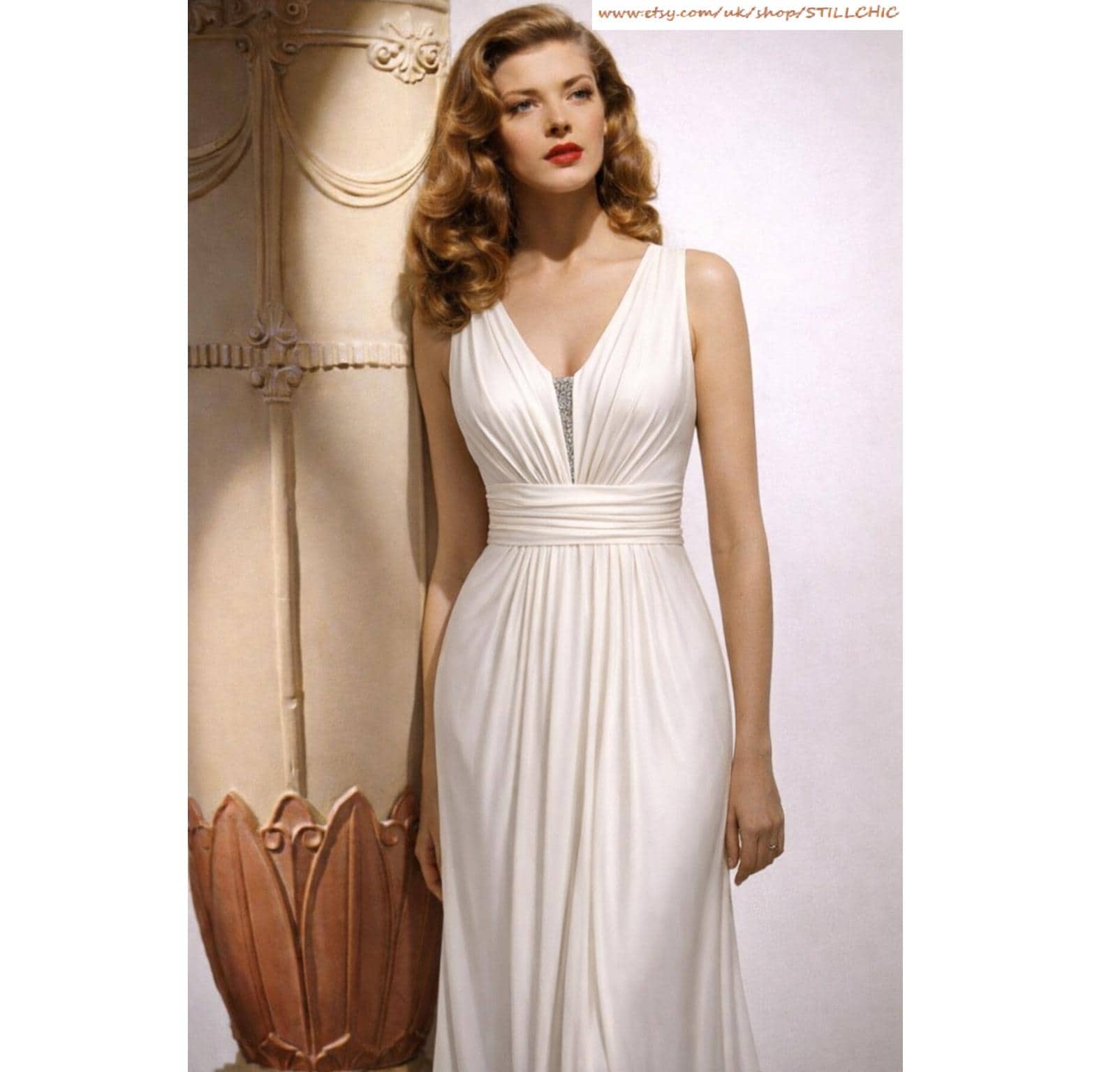 Cream Grecian Dress - Etsy Cream Grecian Dress - Etsy