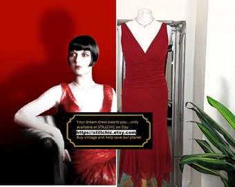 Rode jurk Bias Cut-jurk Hankie-zoomjurk Hanky-zoomjurk Asymmetrische jurk Cocktailjurk Avondjurk Boho-jurk Flapper-jurk