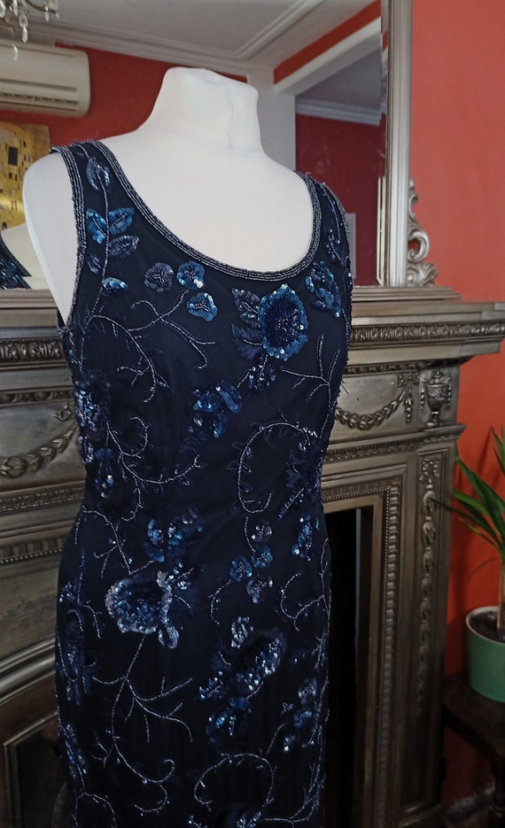 Blue Dress  Beaded Dress  Embellished Dress  Gats… - image 3