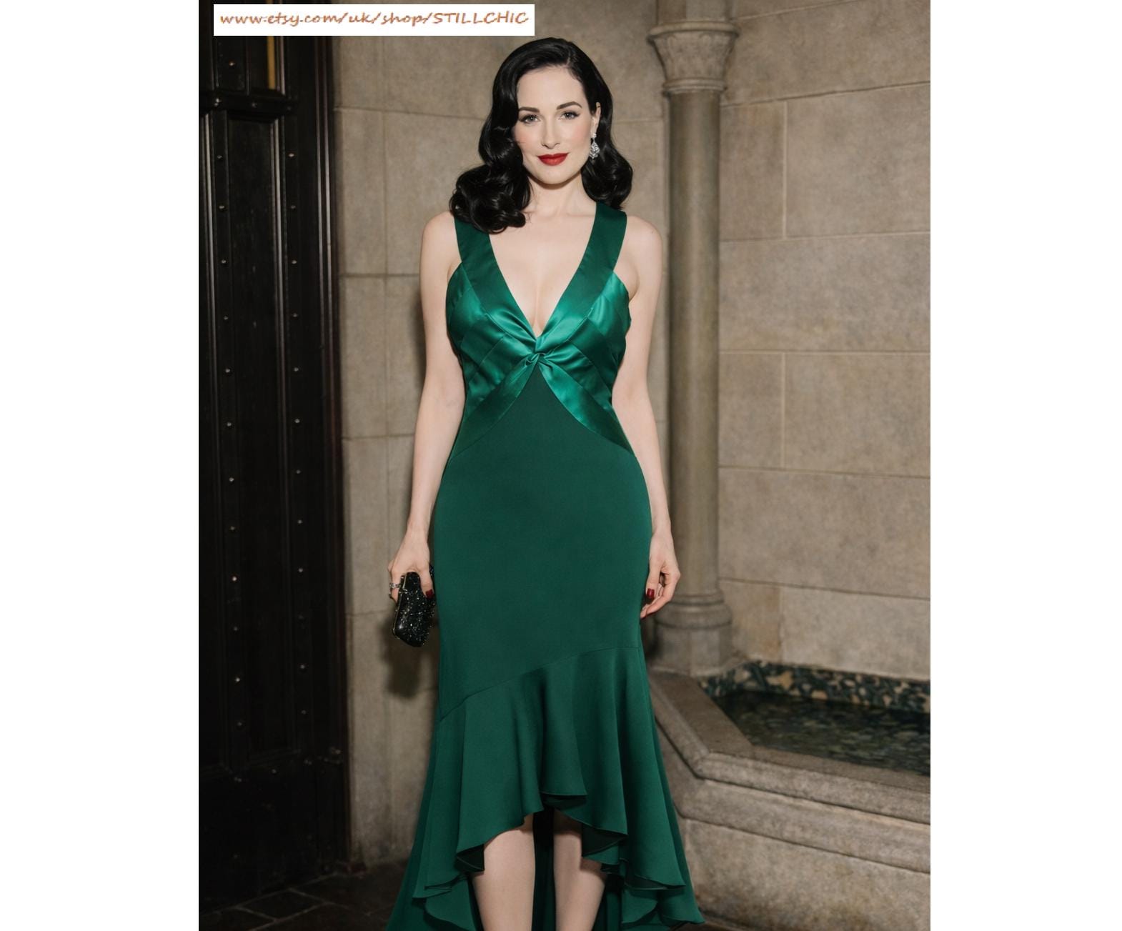 Emerald Green Evening Dress - Etsy UK