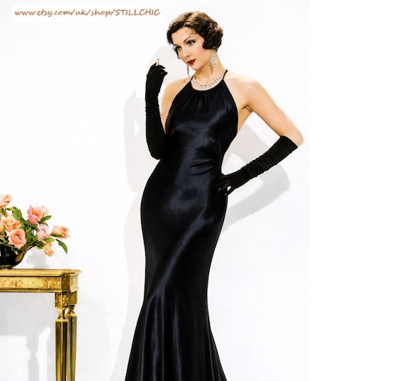 Vintage Black Silk Velvet Bias Cut Gown: Keyhole Back Maxi Dress - Etsy  Israel