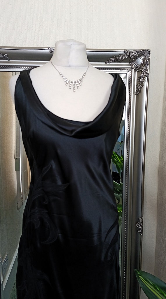 Black Dress  Silk Dress  Satin Dress  Cowl Neck D… - image 6