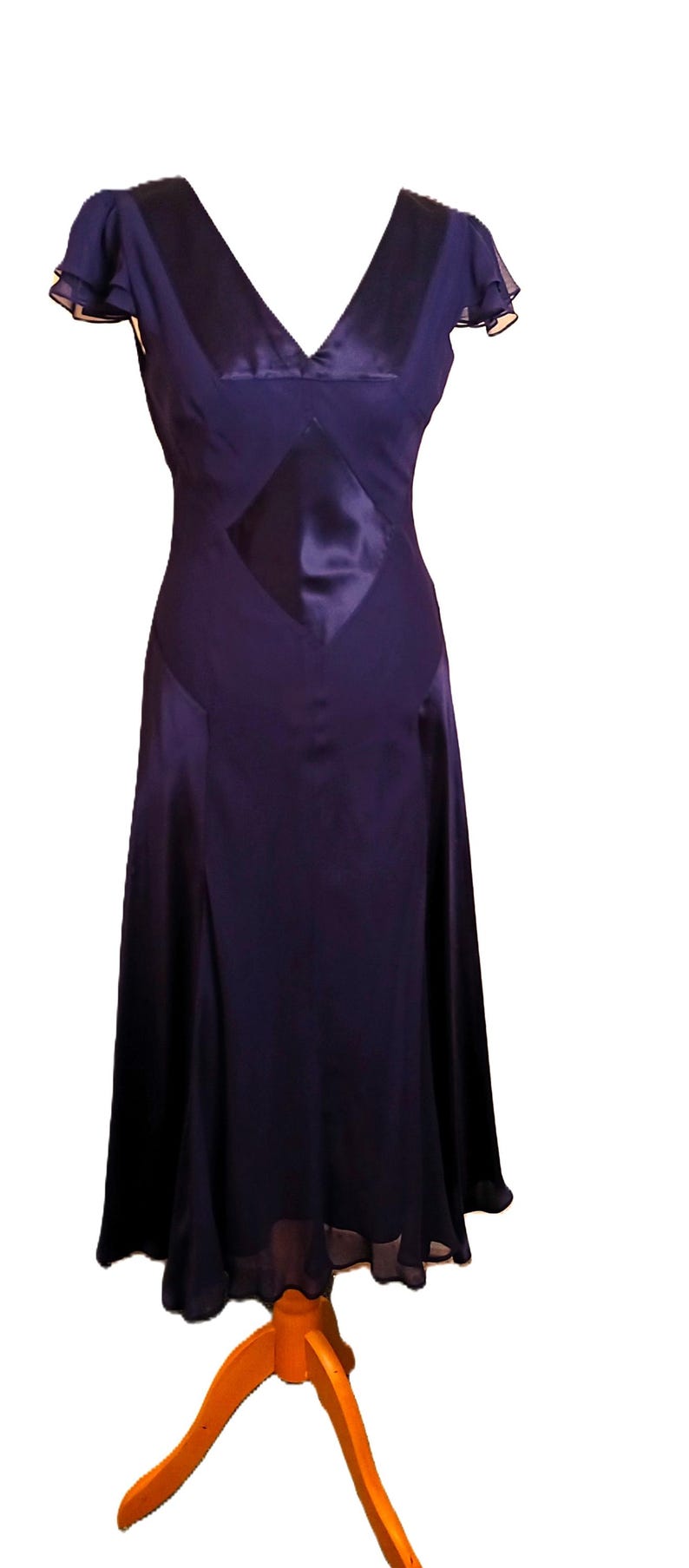 Robe De Bal Années 80 QED London - Noir Violet Iridescent - Nœud Superposé - Taille UK8/EU36 - Neuf Avec étiquettes