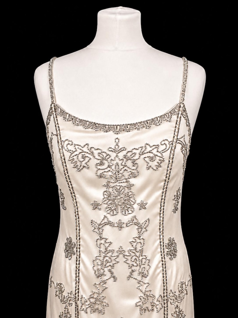 Vintage Cache Beaded Wedding Dress: Bridal Gown Art Deco Flapper Gatsby Downton Abbey Fairycore image 7