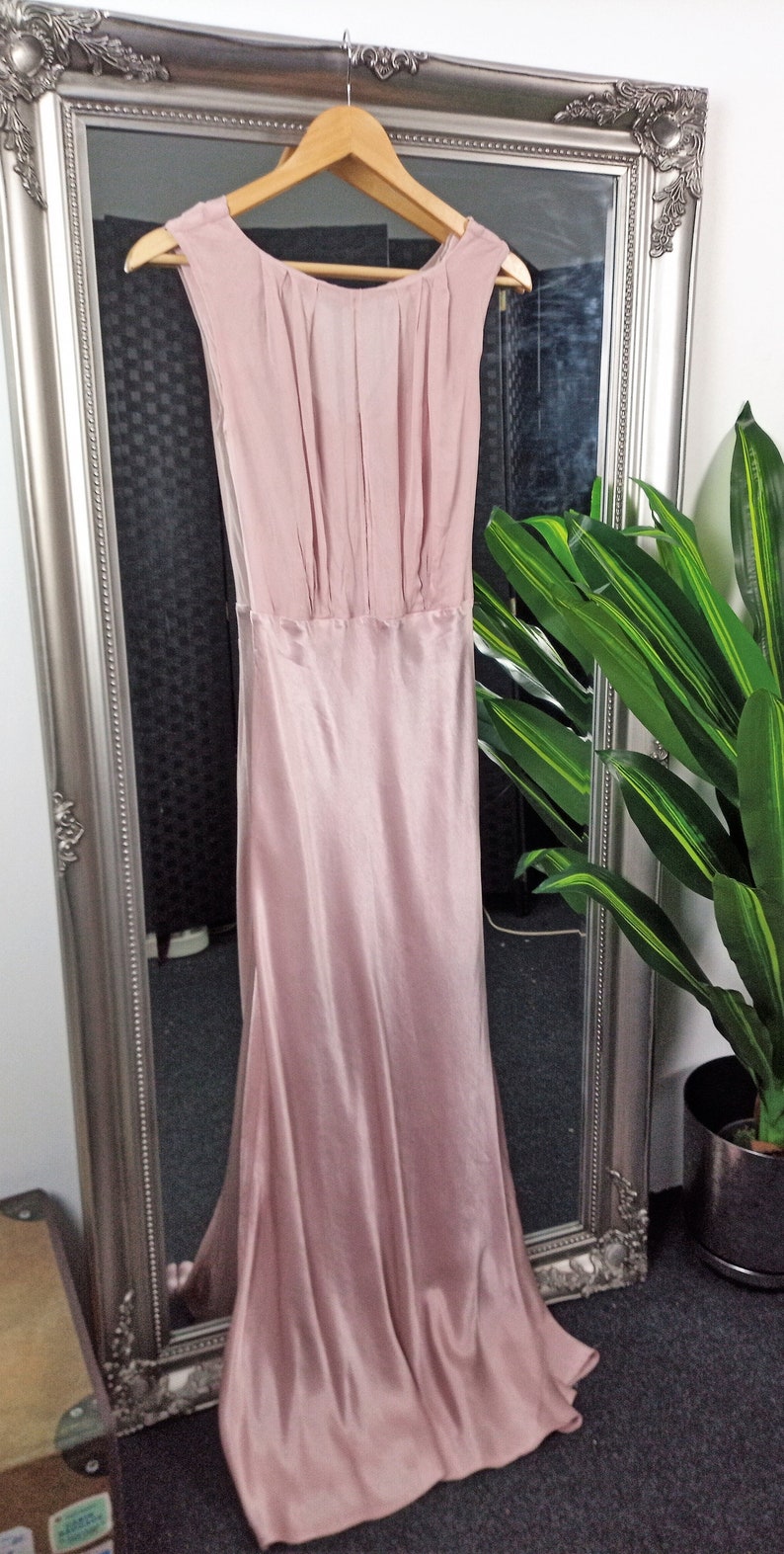 Pink Dress Satin Dress Cowl Neck Dress Bias Cut Dress Cowl Back Dress Prom Dress Ball Gown 1930s Style Dress Old Hollywood Dress