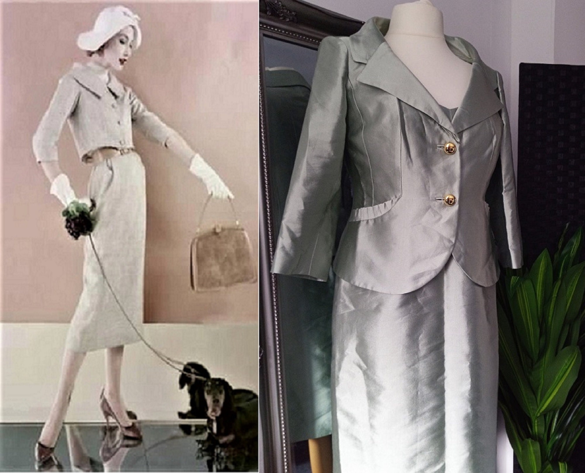 Image of Dress Suit Cropped Jacket S Style S Ladies Silk & Set Two Piece