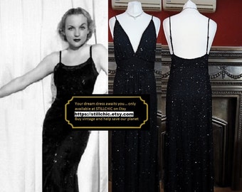 Schwarzes Kleid Perlenkleid Paillettenkleid Abschlussballkleid Ballkleid Verziertes Kleid Gatsby Kleid Maxikleid Abendkleid Old Hollywood