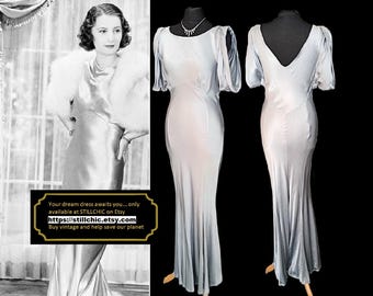 Silver Dress  Satin Dress  Bias Cut Dress  Prom Dress  Ball Gown  Silver Satin Dress  Liquid Satin Dress  1930s Style  Floor Length Dress