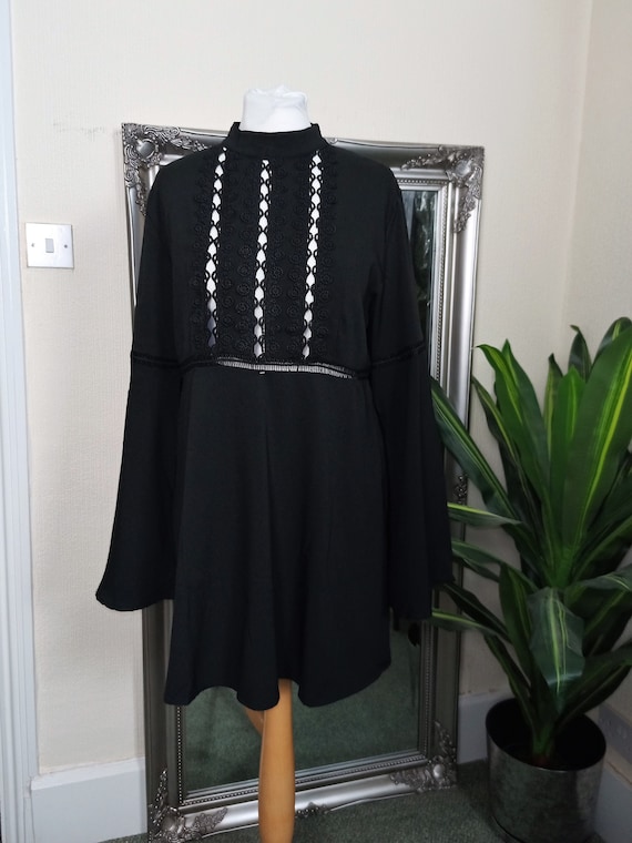 Black Dress  Smock Dress  Tunic Dress  Bell Sleev… - image 2