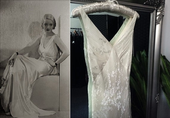 1930s Style Wedding Dress Ivory Silk Dress Bias