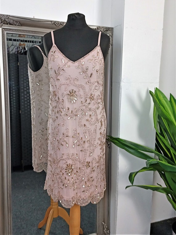 Pink Dress  Flapper Dress  Beaded Dress  Sequinne… - image 2