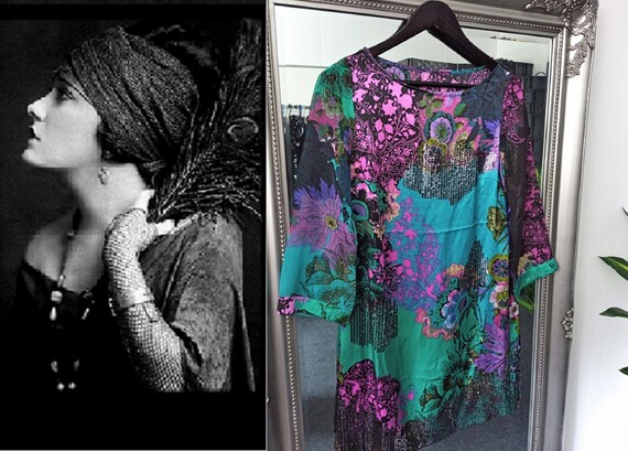 Silk Dress Tunic Dress Silk Print Dress Orienta