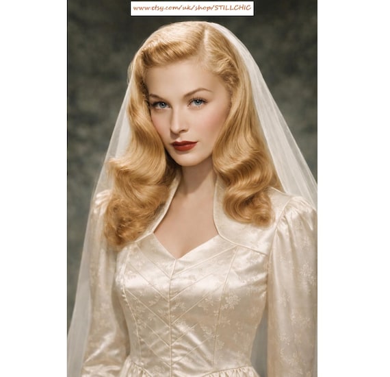 Vintage Collared Satin Wedding Dress: 1940s Style Bridal Gown