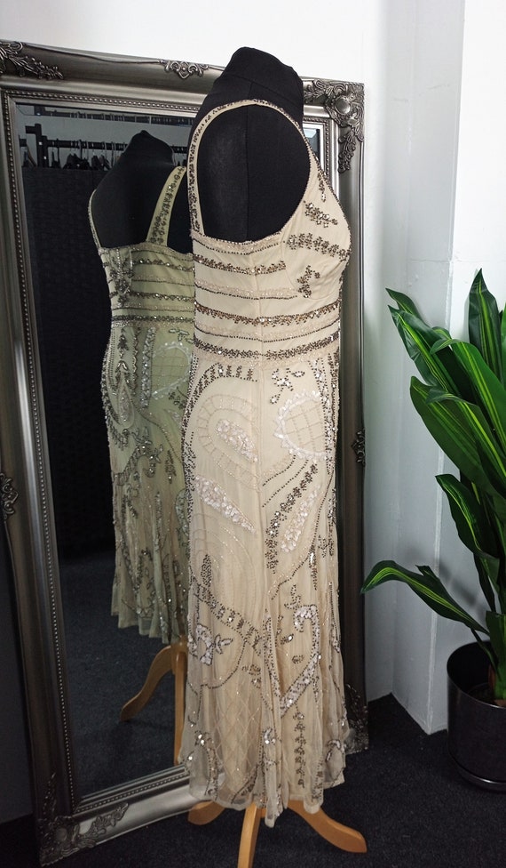 Gold Dress  Flapper Dress  Beaded Dress  Sequinne… - image 6