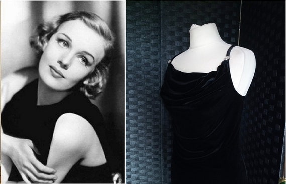 Velvet Dress Cowl Neck Dress Black Dress Black