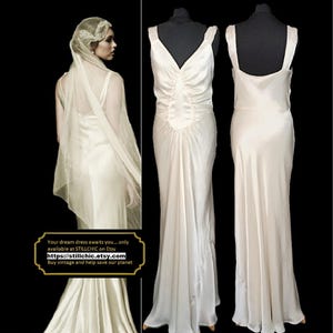 Vintage  Wedding Dress  Bias Cut Dress  Ball Gown  Liquid Satin Dress  1930s Style Dress  Bridal Gown  Yoke Waist Dress  Satin Wedding Dress