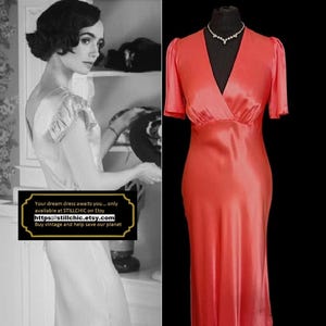 Vintage Liquid Satin Bias Cut Dress - 1930s Glamour