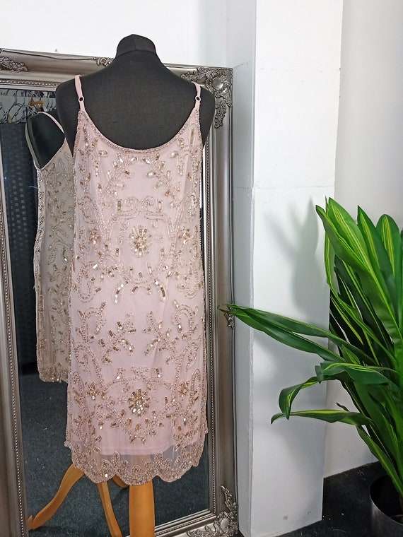 Pink Dress  Flapper Dress  Beaded Dress  Sequinne… - image 7