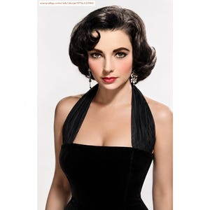 Vintage Black Cotton Velvet Wiggle Dress: Halter Neck Cocktail Dress 1950s Style