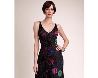 Vintage Devore Silk Velvet Bias Cut Dress: Burnout Dress Boho Fairycore