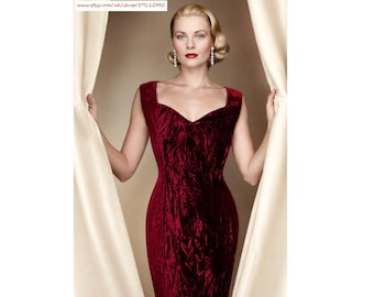 ghost red velvet dress Gothic Red Ghost Blood Cross High Neckline Long Sleeves Velvet Dress