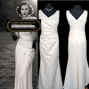 Wedding Dress  Prom Dress  Satin Dress  Fishtail Dress  Ball Gown  Old Hollywood Dress  Cream Satin Dress  Bridal Gown Ruched Dress  Maxi