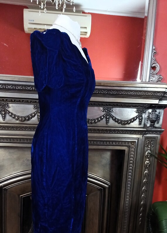 Blue Dress  Velvet Dress  Blue Velvet Dress  Wigg… - image 6