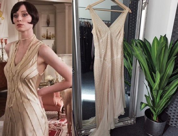 Flapper Dress Gold Dress Silk Dress Beaded Dres