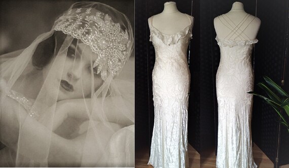 1930s Style Wedding Dress Ivory Silk Dress 1930s