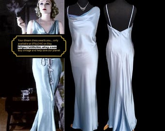 Blue Dress  Satin Dress  Bias Cut Dress  Cowl Neck Dress  Blue Satin Dress  Prom Dress  Ball Gown  Liquid Satin Dress Cornflower Blue