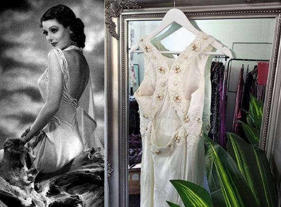 Wedding Dress Satin Dress Ivory Dress Beaded We