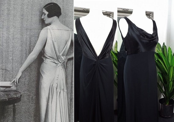 Black Dress Satin Dress 1920s 1930s Style Dress