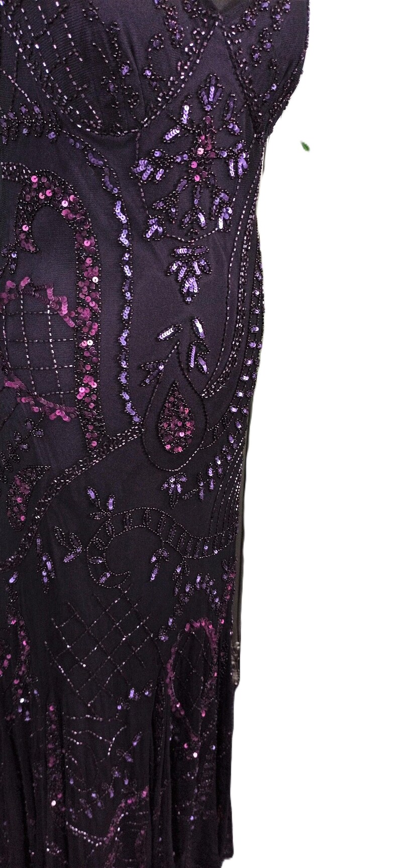 Robe De Bal QED London Années 80 Neuve - Noir/violet à Nœud Superposé, Taille UK8/EU36