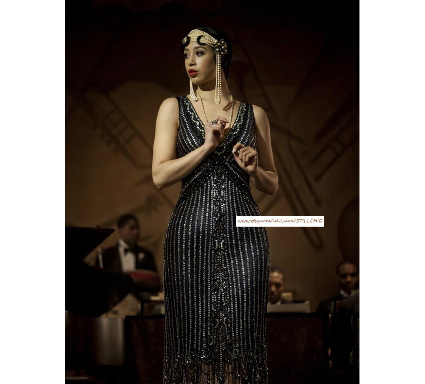 where can i buy long evening dresses Vintage Beaded Blue Dress main image 0
