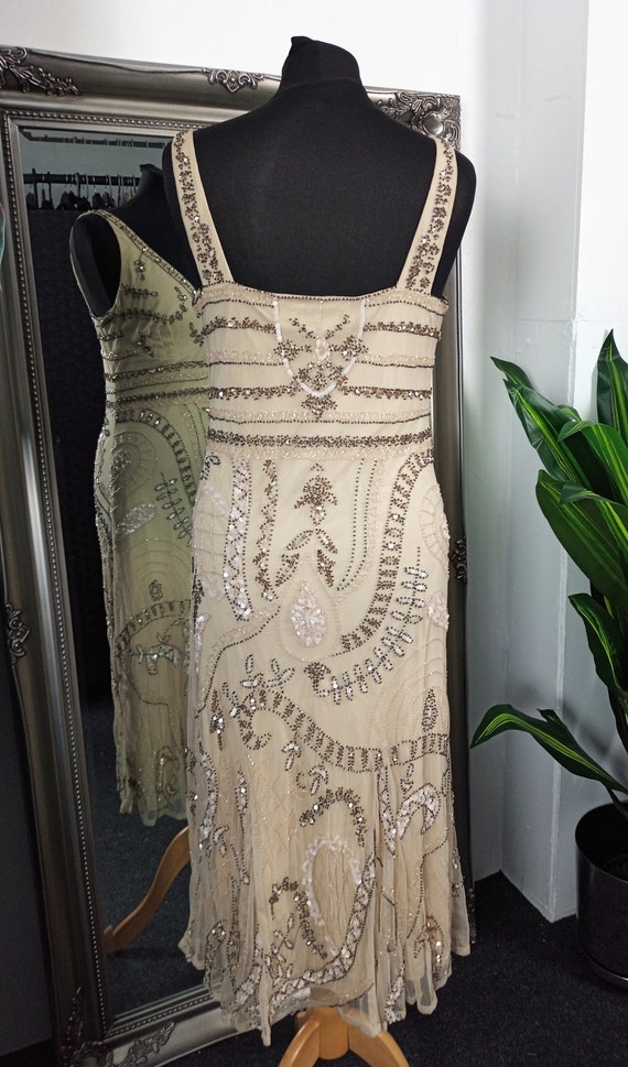 Gold Dress  Flapper Dress  Beaded Dress  Sequinne… - image 7