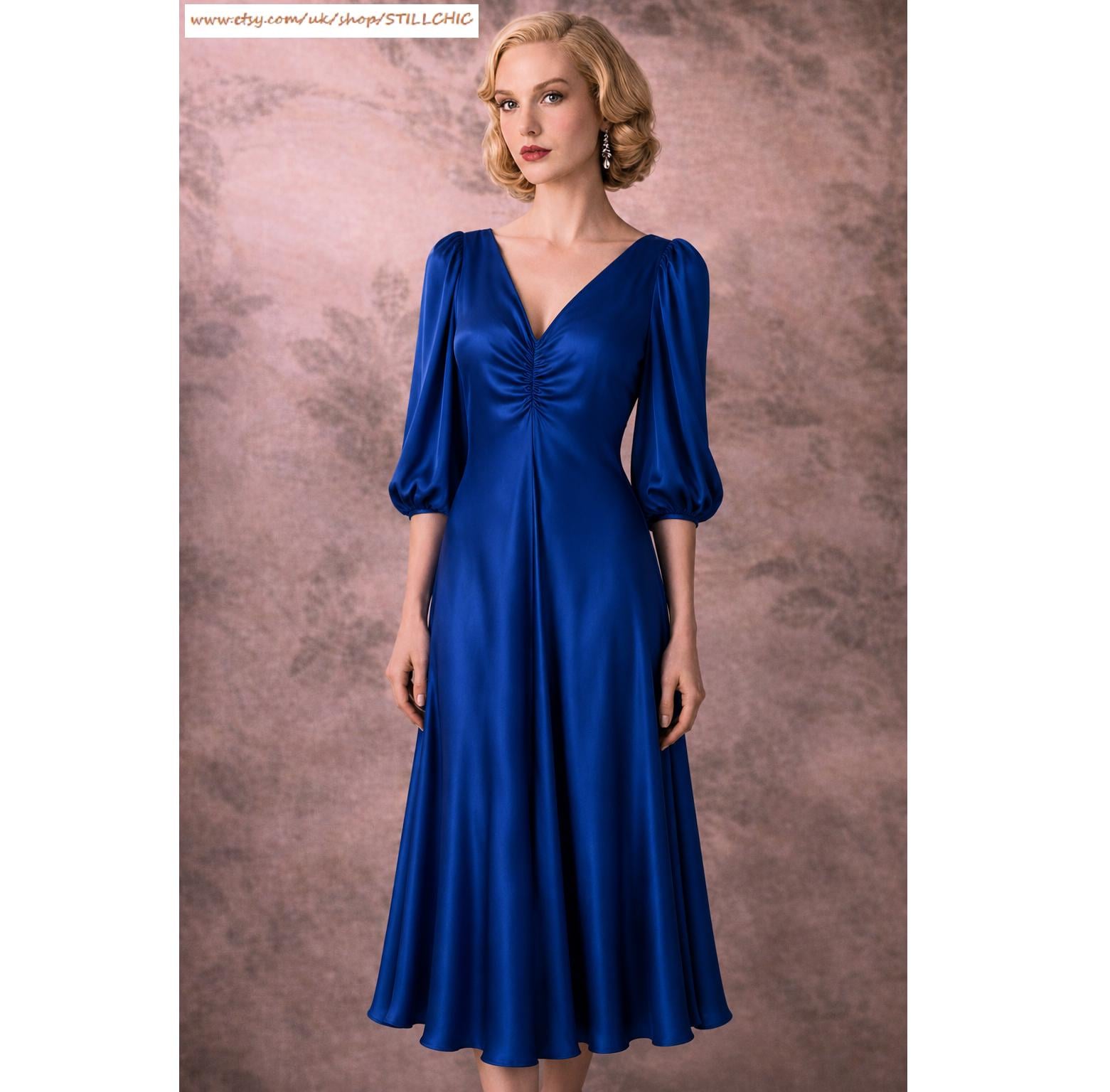 Cerulean Blue Dress - Etsy Cerulean Blue Dress - Etsy