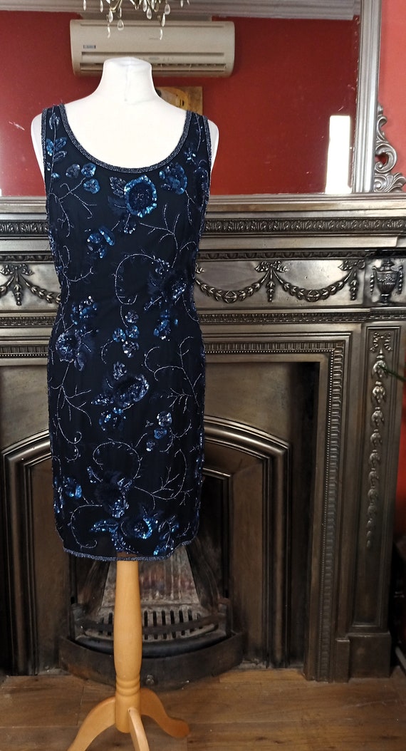 Blue Dress  Beaded Dress  Embellished Dress  Gats… - image 2