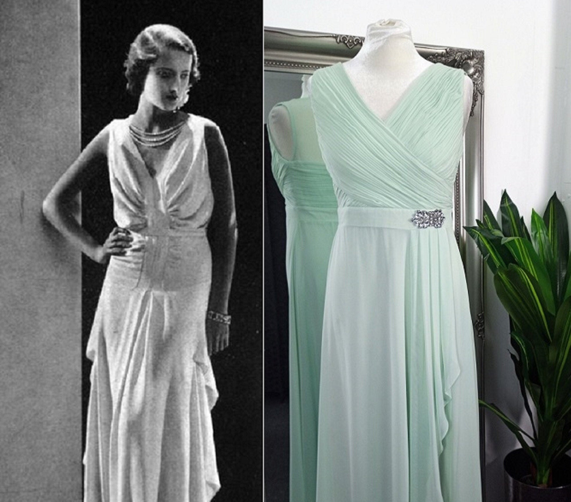 Green Dress Grecian Dress Prom Dress 
