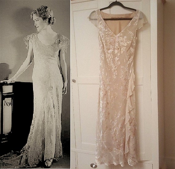 Silk Dress Devore Dress Gold Dress Bias Cut Dre