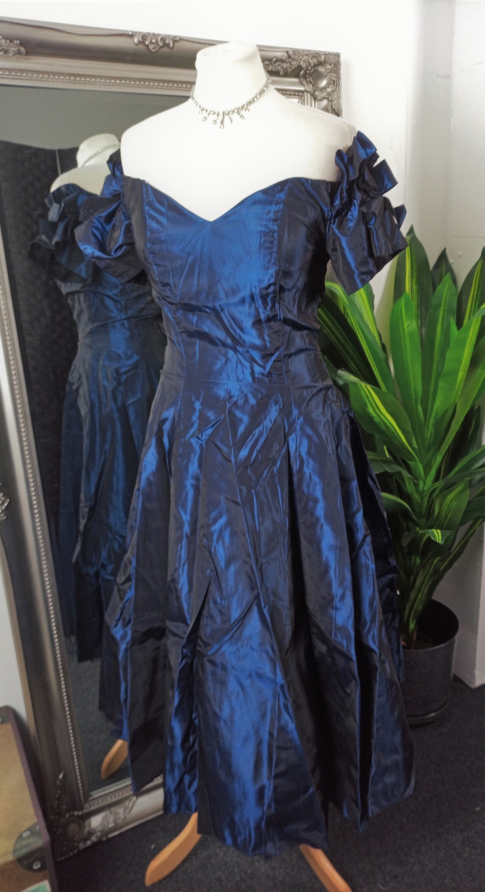 Taffeta Dress Off The Shoulder Dress Vintage Ball Gown Etsy