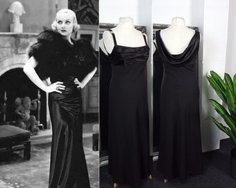 Black Dress  Satin Dress  Cowl Neck Dress  Prom Dress  Ball Gown  1930s Style Dress  Cowl Back Dress  Black Satin Dress  Evening Dress  Maxi