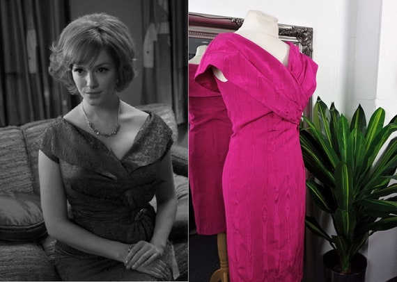 Pink Dress Wiggle Dress Bardot Dress 1950s Styl
