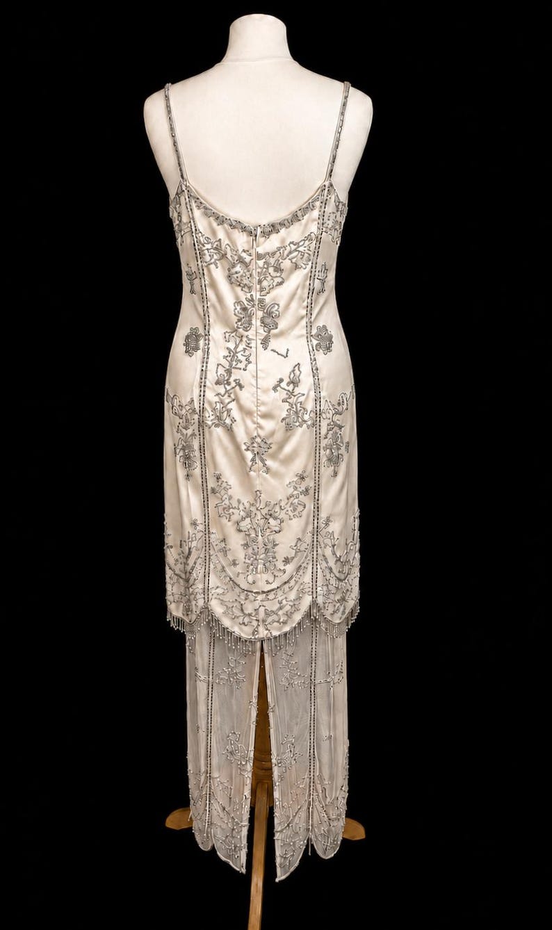 Vintage Cache Beaded Wedding Dress: Bridal Gown Art Deco Flapper Gatsby Downton Abbey Fairycore image 5