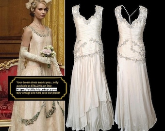 Wedding Dress  Silk Dress  Regency Wedding Dress  Downton Abbey  Bridgerton Wedding Dress  Princess Wedding Dress  Fairycore Dress  Cream