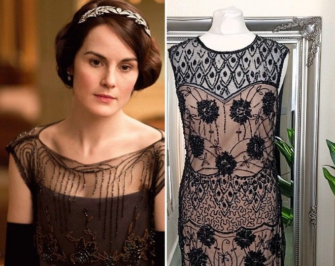 Flapper Dress Gatsby Dress Beaded Dress Sequinned Dress Black Dress